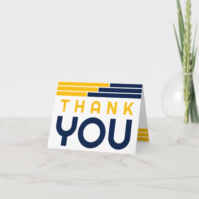 Abschluss für Navy & Gold Bars Vielen Dank Dankeskarte (Vorderseite)