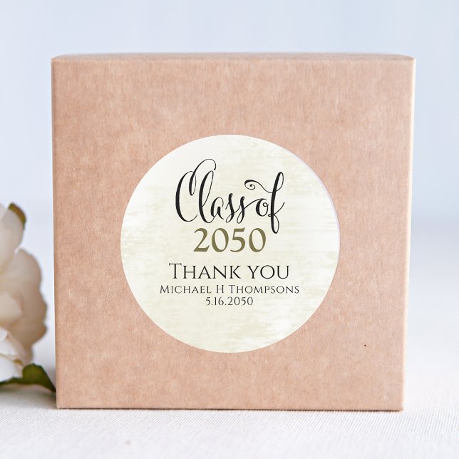 Abschluss für Schwarz und Gold-Script Runder Aufkleber (Von Creator hochgeladen)