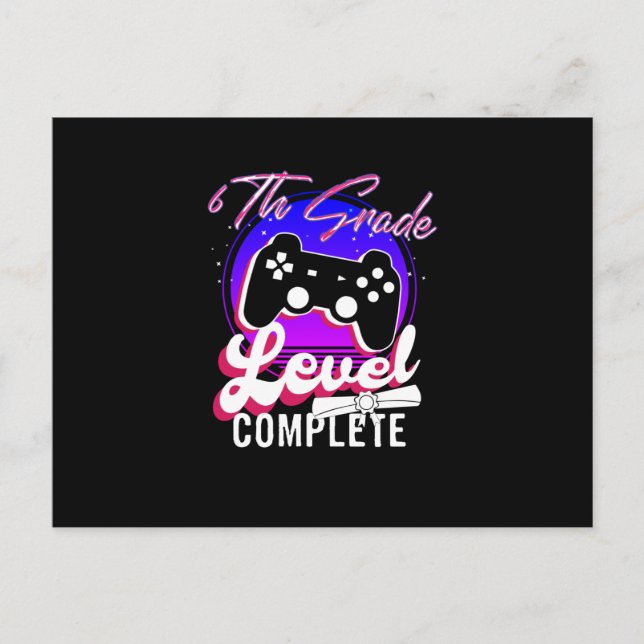 Abschluss Gamer Abschluss der 6. Klasse Postkarte (Vorderseite)