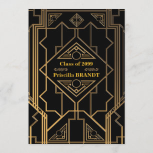 Abschluss, Gatsby-Stil, roter Teppichboden, Schwar Einladung