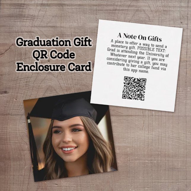 Abschluss-Geschenk QR-Code mit Foto an der Vorders Begleitkarte (Graduation Enclosure Card with QR code and photo)