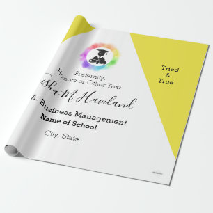 Abschluss-Geschenk Wrap Gelb und Weiß HAMbyWG Geschenkpapier