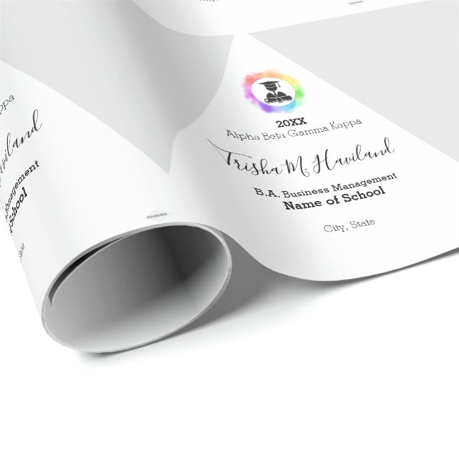Abschluss-Geschenk Wrap Light Gray and White HAMbW Geschenkpapier (Rolleneckpunkt)