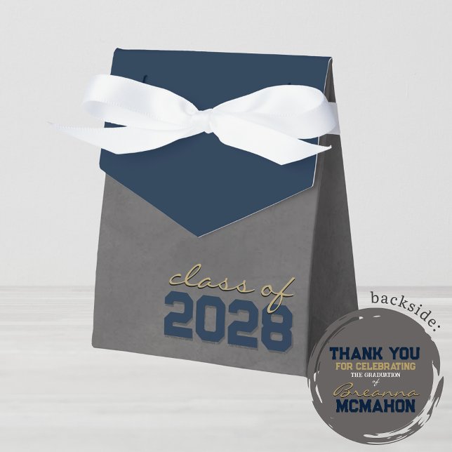 Abschluss-Geschenkboxen für Navy & Bronze Geschenkschachtel (Navy Blue and Gold Chalkboard Graduation Favor Gift Boxes for any Class Year)