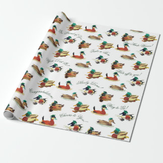 Abschluss Geschenkpapier Enten mit Mützen