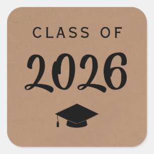 Abschluss Gift Tag, Class of 2021 Sticker, Kraft Quadratischer Aufkleber