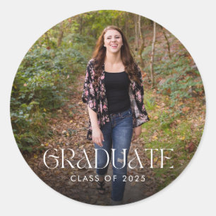 Abschluss Girl Foto Graduation Party Gefallen Runder Aufkleber