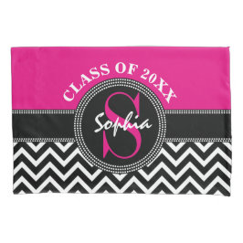 Abschluss Girl Hot Pink und Black Class Year Kissenbezug
