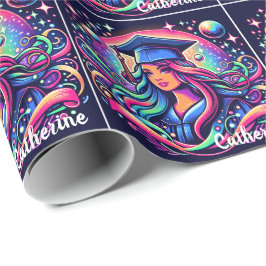 Abschluss Girl in Neon Colors Custom Geschenkpapier