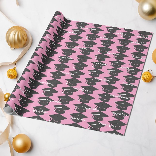 Abschluss Glückwunsch Cap Pink Wrapping Paper Geschenkpapier (Von Creator hochgeladen)