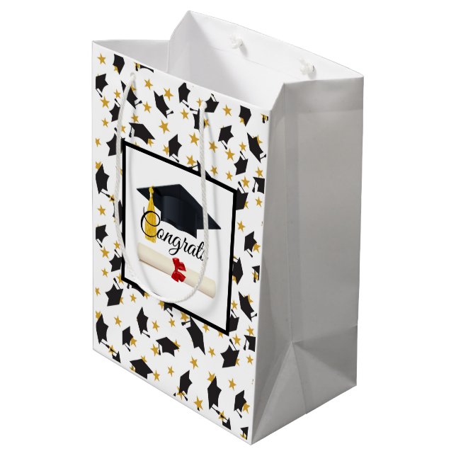 Abschluss Glückwunsch Mittlere Geschenktüte (Rückseite Schrägansicht)