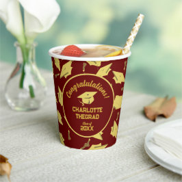 Abschluss Glückwunsch personalisieren Maroon Gold Pappbecher