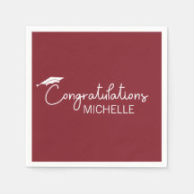 Abschluss Glückwunsch Red White Script Einfach