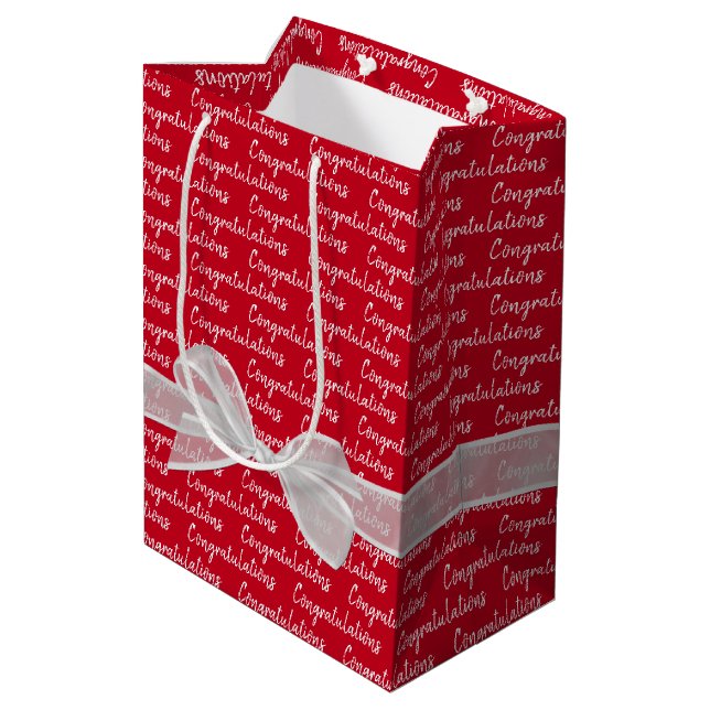 Abschluss Glückwünsche an Bow Mittlere Geschenktüte (Rückseite Schrägansicht)