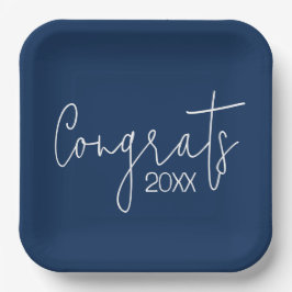 Abschluss-Glückwünsche für Navy Blue Pappteller