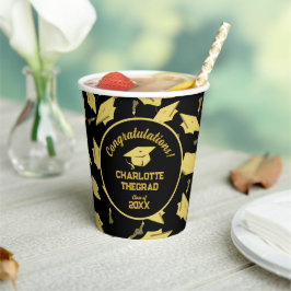 Abschluss Glückwünsche personalisieren Black Gold Pappbecher