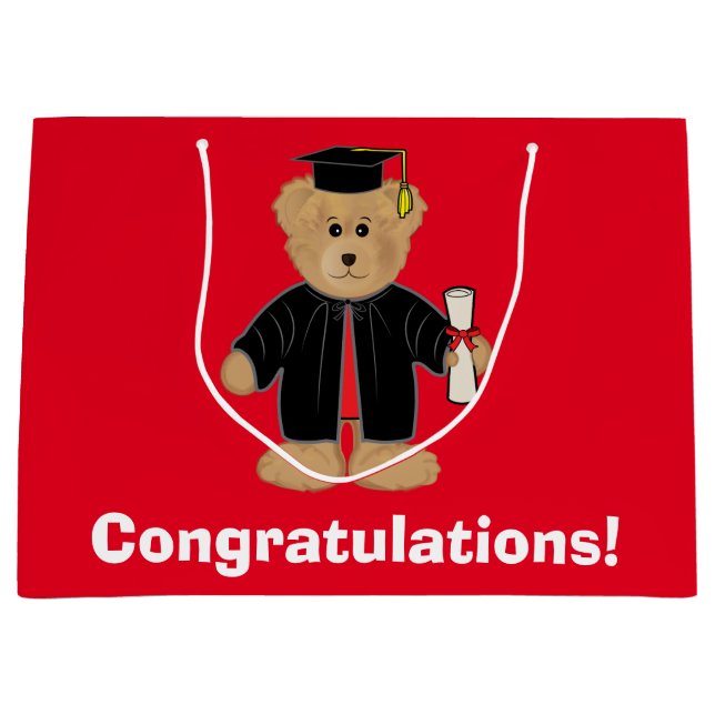 Abschluss-Glückwünscheteddy-Bär Große Geschenktüte (Vorderseite)