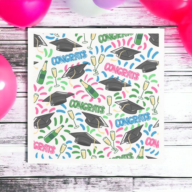 Abschluss Glückwunschs Champagne Confetti farbenfr Serviette (Von Creator hochgeladen)