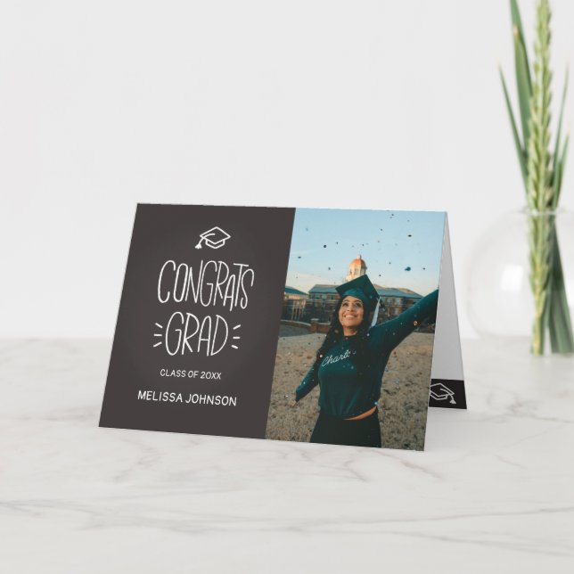 Abschluss Glückwunschs Grad Chalkboard Card Dankeskarte (Vorderseite)