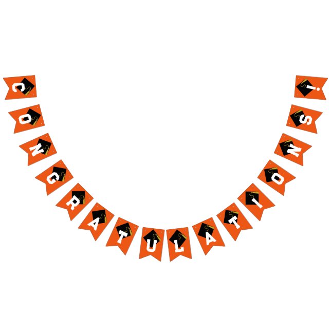 Abschluss Glückwunschs Orange Wimpelkette (Alle)