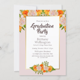 Abschluss Gold Blush Rosa Orangefarbenes Party Einladung