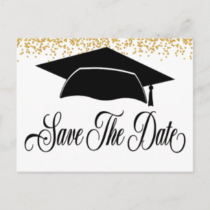 Abschluss Gold Glitzer Save the Date Ankündigungspostkarte