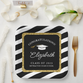 Abschluss Gold Glitzer Script Graduation Party Pappteller