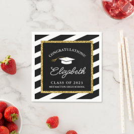 Abschluss Gold Glitzer Script Graduation Party Serviette