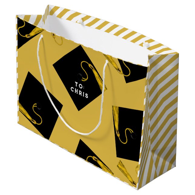 Abschluss Gold Große Geschenktasche Geschenktüte (Rückseite Schrägansicht)
