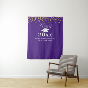 Abschluss-Gold-Konfetti Lila Foto Hintergrund Wandteppich