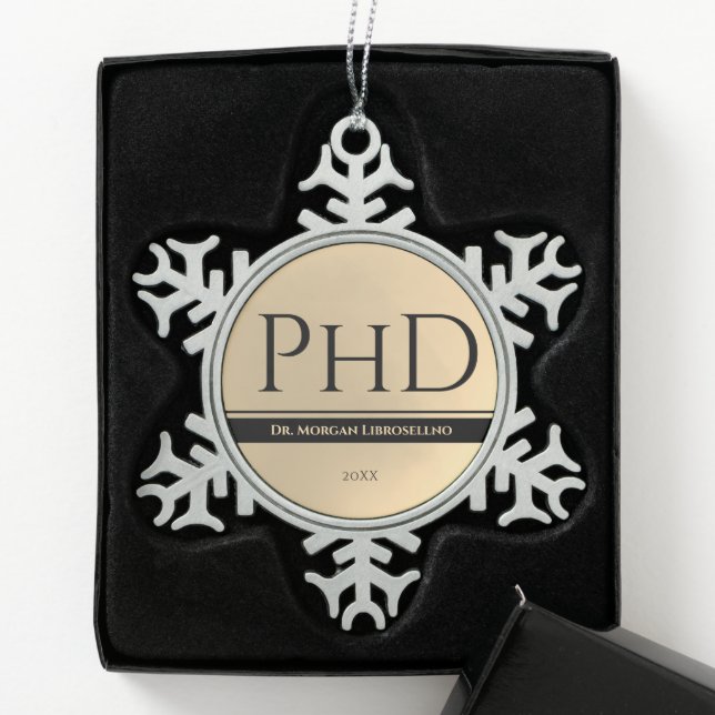 Abschluss Gold Name Jahr PhD Schneeflocken Zinn-Ornament (Box)