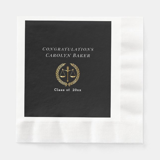 Abschluss Gold Scales of Justice Laurel Wreath Serviette (Vorderseite)