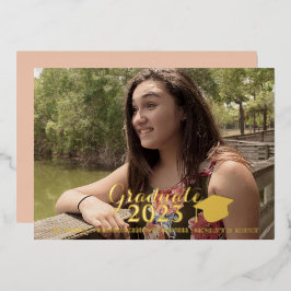 Abschluss Gold Script Pressed Foil Foto Folieneinladung