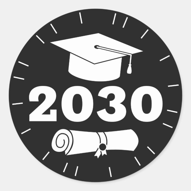 Abschluss Grad Jahr Cap Diploma Klassischer Schwar Runder Aufkleber (Vorderseite)