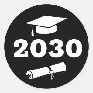 Abschluss Grad Jahr Cap Diploma Klassischer Schwar Runder Aufkleber