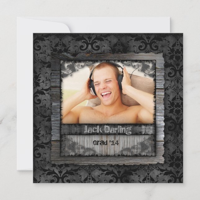 Abschluss Grad Waldschädel Vintages Foto Einladung (Vorderseite)