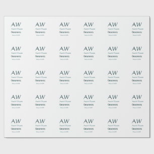 Abschluss-Gratulation Monogramm blau grau Name 20X Geschenkpapier