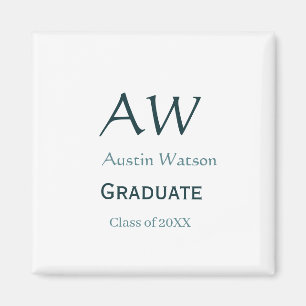 Abschluss-Gratulation Monogramm blau grau Name 20X Magnet