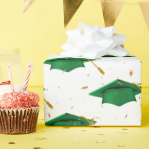Abschluss Green Caps und Gold Confetti Geschenkpapier