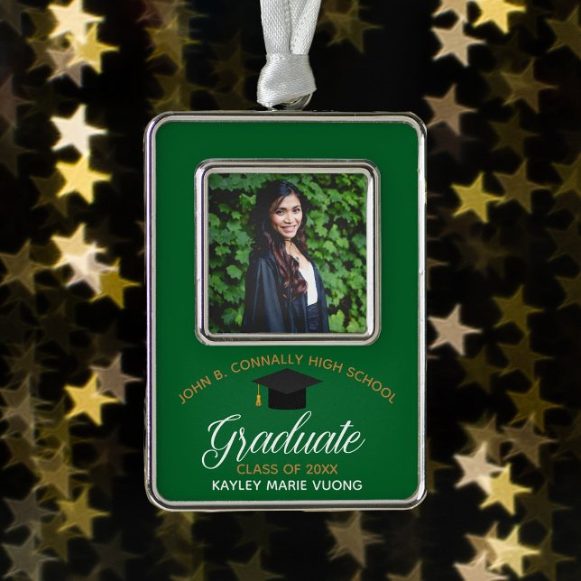 Abschluss Green Gold Custom 2025 Graduate Foto Rahmen-Ornament Silber (Von Creator hochgeladen)