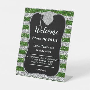 Abschluss Green Silver Stripes Party Sicherheit Sockelschild