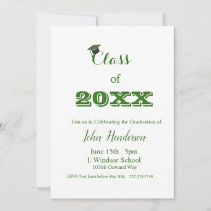 Abschluss Green & White Invitation Class 2024 Einladung