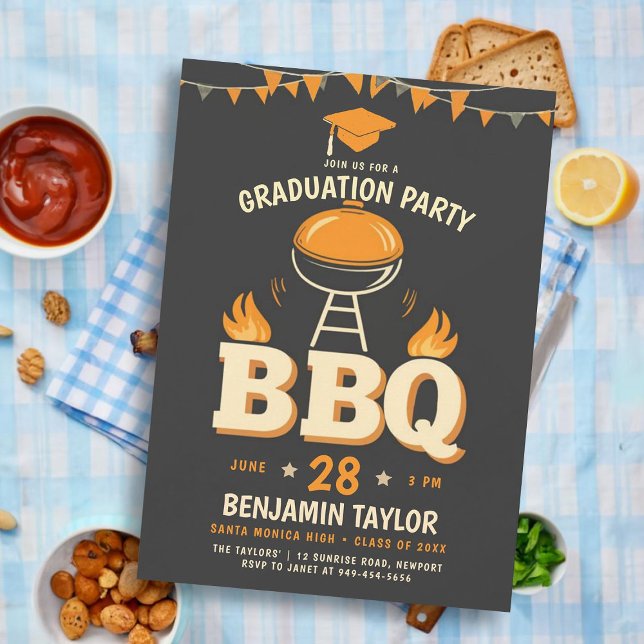 Abschluss GRILLEN Party Rustikales Land Western Sc Einladung (male high school graduation party ideas bbq party invitations college grad template rustic backyard )