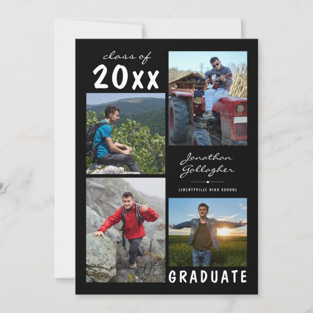 Abschluss Handgeschriebener Name 4 Fotocollage Sch Ankündigung (Vorderseite)