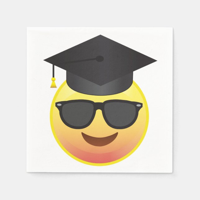 Abschluss Happy Sunglasses Emoji Party Napkins Serviette (Vorderseite)