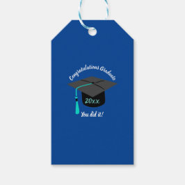 Abschluss Hat and Year Personalisiert Blue Gift Ta Geschenkanhänger