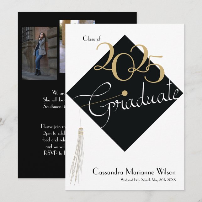 Abschluss Hat Elegant Ankündigung (Vorne/Hinten)