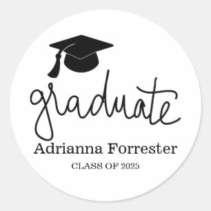 Abschluss Hat   Graduate Script Runder Aufkleber