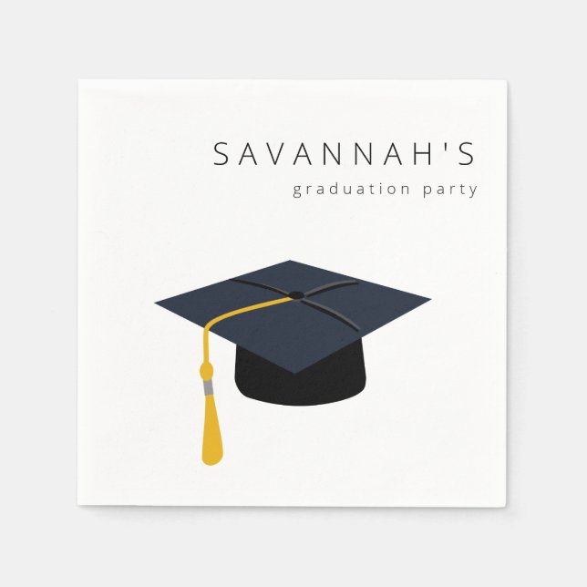 Abschluss Hat & Name Party Napkins Serviette (Vorderseite)