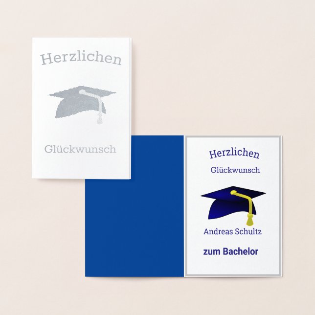 Abschluss Herzlichen Glückwunsch auf Deutsch - Sil Folienkarte (Anzeige)